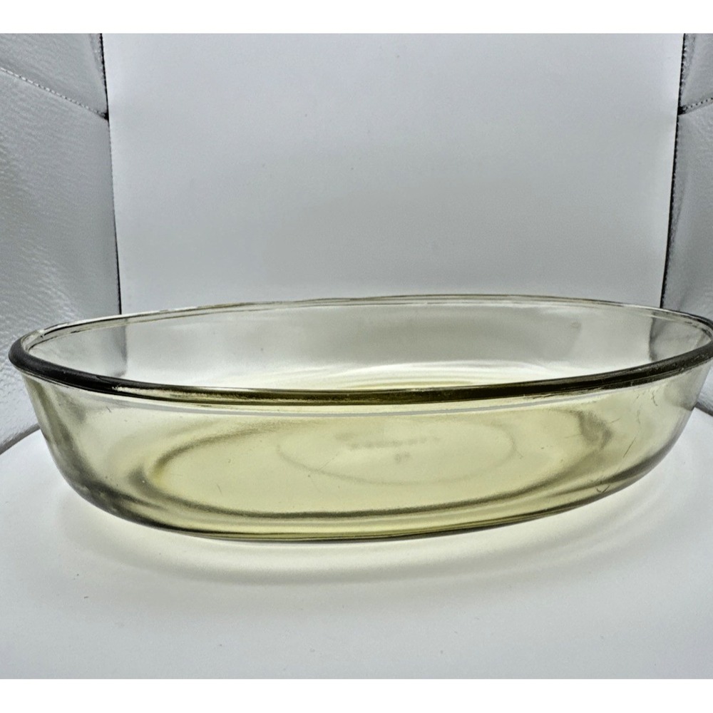 Vintage Pyr-O-Rey Dynaware Amber Yellow‎ Glass Oval 10" Casserole Baking Dish - Picture 2 of 6